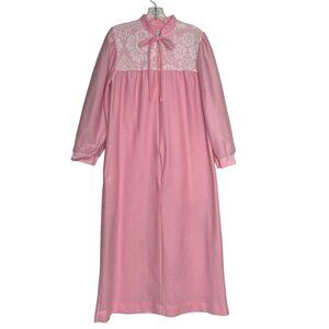 Vintage Vandemere Long Sleeve Nightgown Womens Small Pink Front Zip